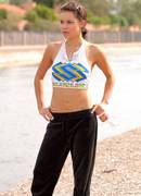 gorgeous fit babe rochelle strips after her workout